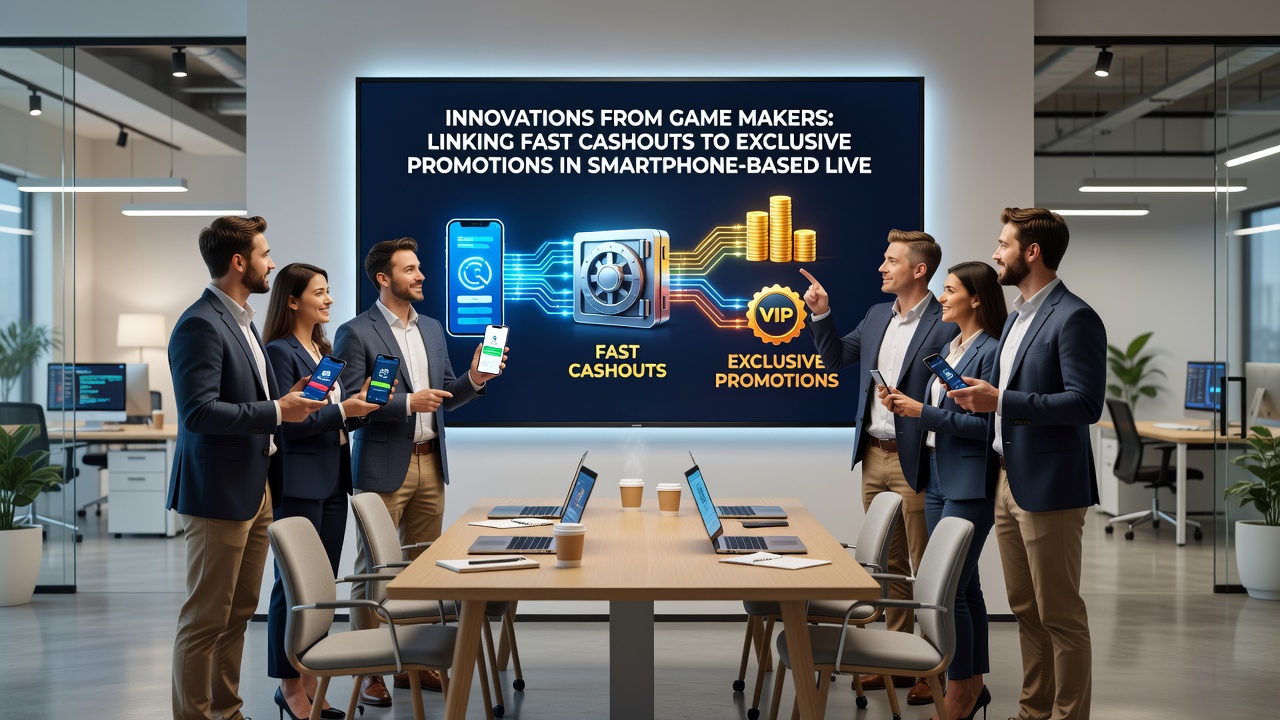 Mobile interface showing slot game reels alongside a fast cashout progress bar and an exclusive promotion banner