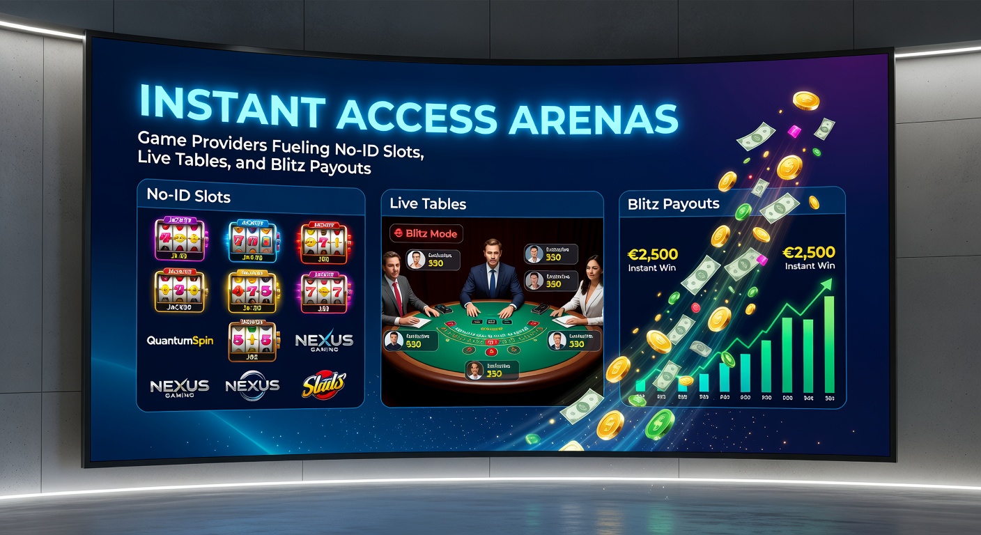 Dynamic live dealer table with cards flying and chat buzzing, integrated into a no-registration instant access casino hub