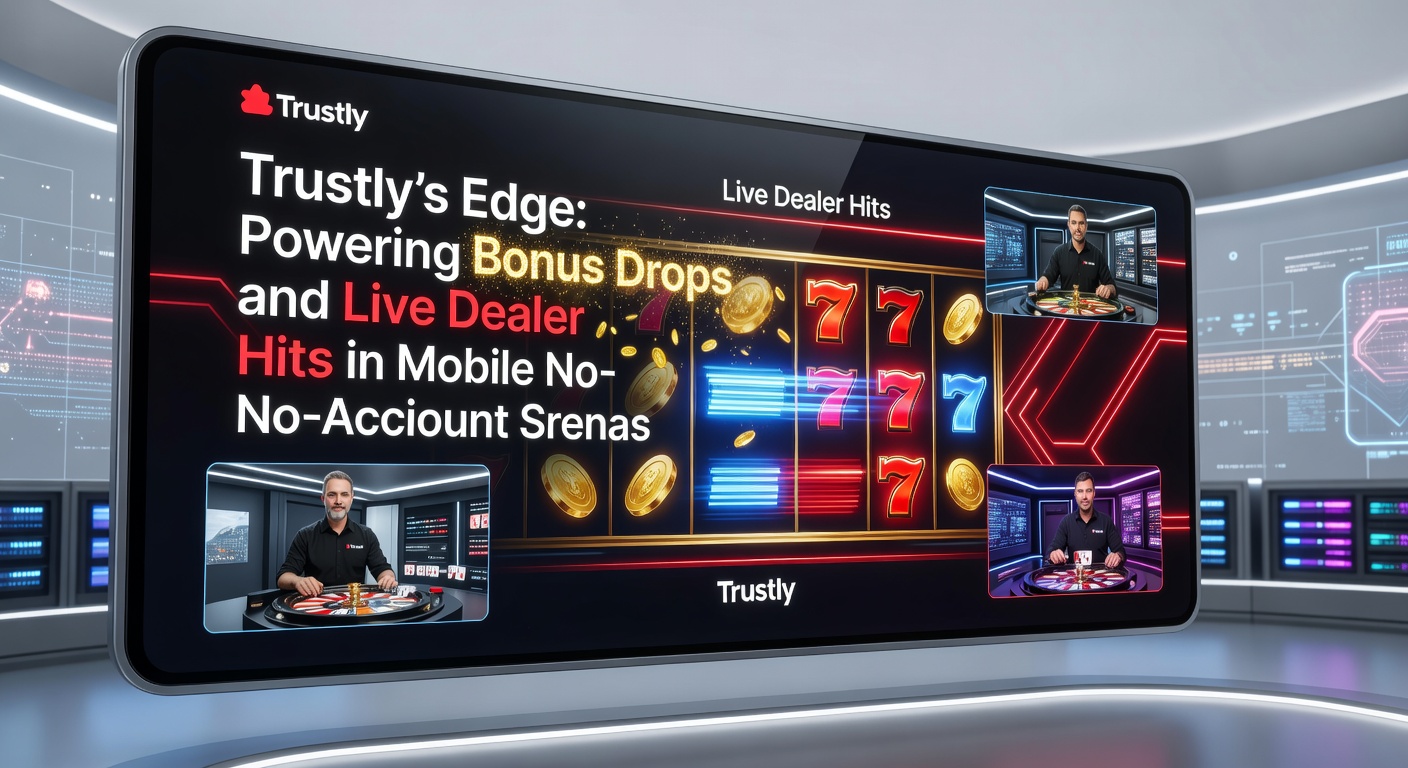 Screenshot of a live dealer blackjack table integrated with Trustly payments on a mobile no-account slots platform, showing bonus drop notifications